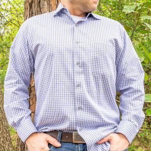 ALFANI Performance Button Down (Navy Checked)